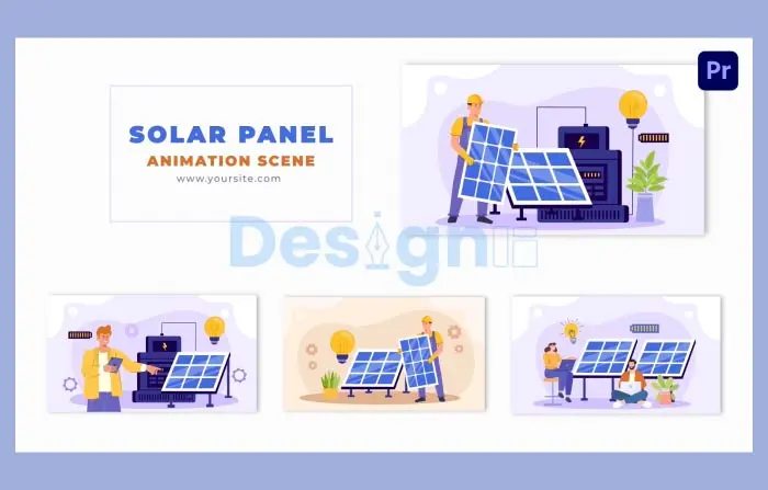 Solar Panel Technician Flat 2D Vector Art Animation Scene